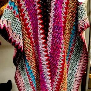 Multicolor Knit Cape for Women
